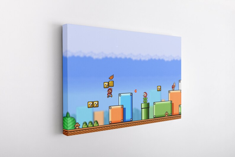 Super Mario in Action Nintendo Canvas Wall Art | Game Room Artwork ...