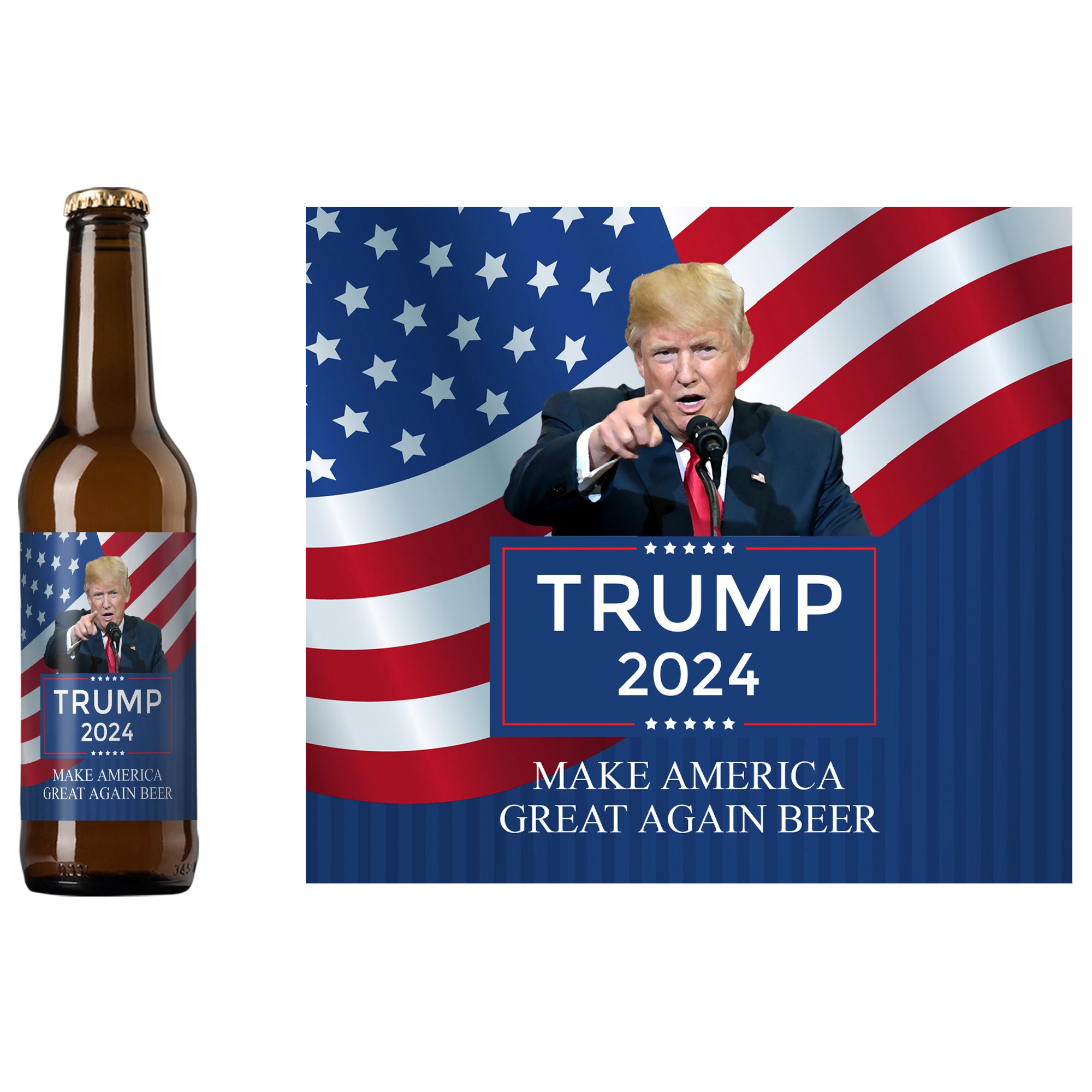 Trump 2024 Make America Great Beer Label Presidential Etsy