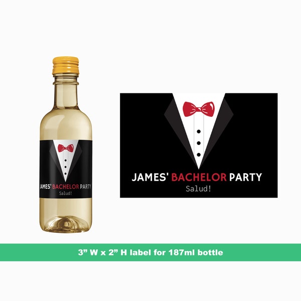 Bachelor Party Personalized Wedding Mini Wine Labels | Groomsman Ask Gift | Groomsman Labels | Mini Bottle Labels | 187 ml Bottle Labels