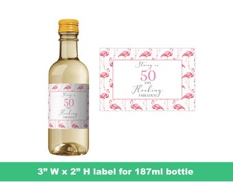 Flocking Fabulous Mini Wine Labels | Birthday Party Favors | Custom Party Favors | Mini Bottle Labels | 187 ml Bottle Labels