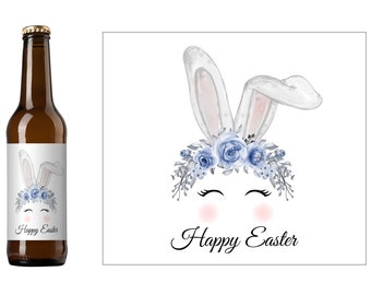 Watercolor Easter Bunny Beer Label | Easter Dinner Beer Label | Easter Party Beer Label | Custom Beer Gift | Easter Brunch Beer Label