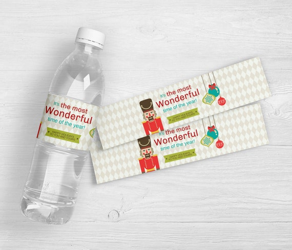 Nutcracker Custom Holiday Water Bottle Labels Holiday Open House