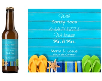 Salty Kisses Custom Wedding Beer Label | Wedding Beer Gift | Custom Beer Label | Homebrew Beer Label | Wedding Announcement Beer Label