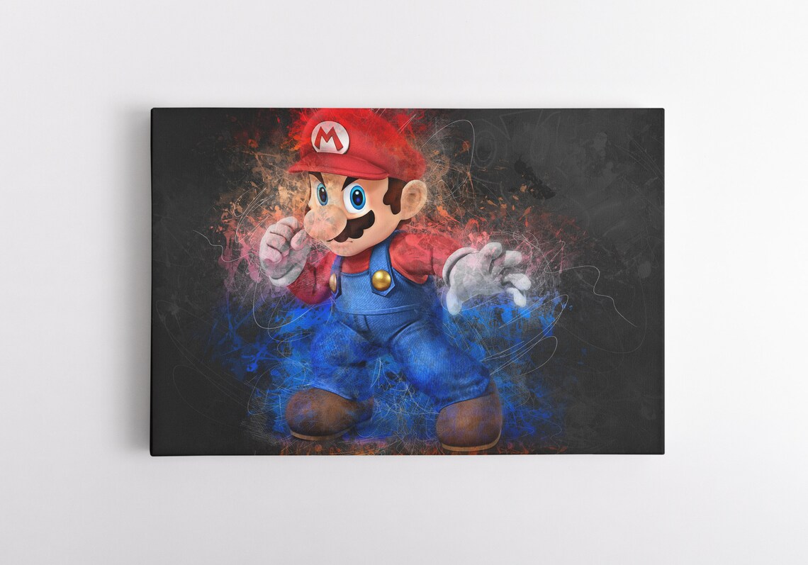 Super Mario Canvas Wall Art Game Room Artwork Gift for A Etsy
