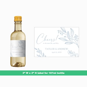 Handgezeichnete florale Hochzeit Mini Weinetiketten | Personalisierte Hochzeit Gastgeschenke | Benutzerdefinierte Mini Flaschenetiketten | 187 ml Flaschenetiketten