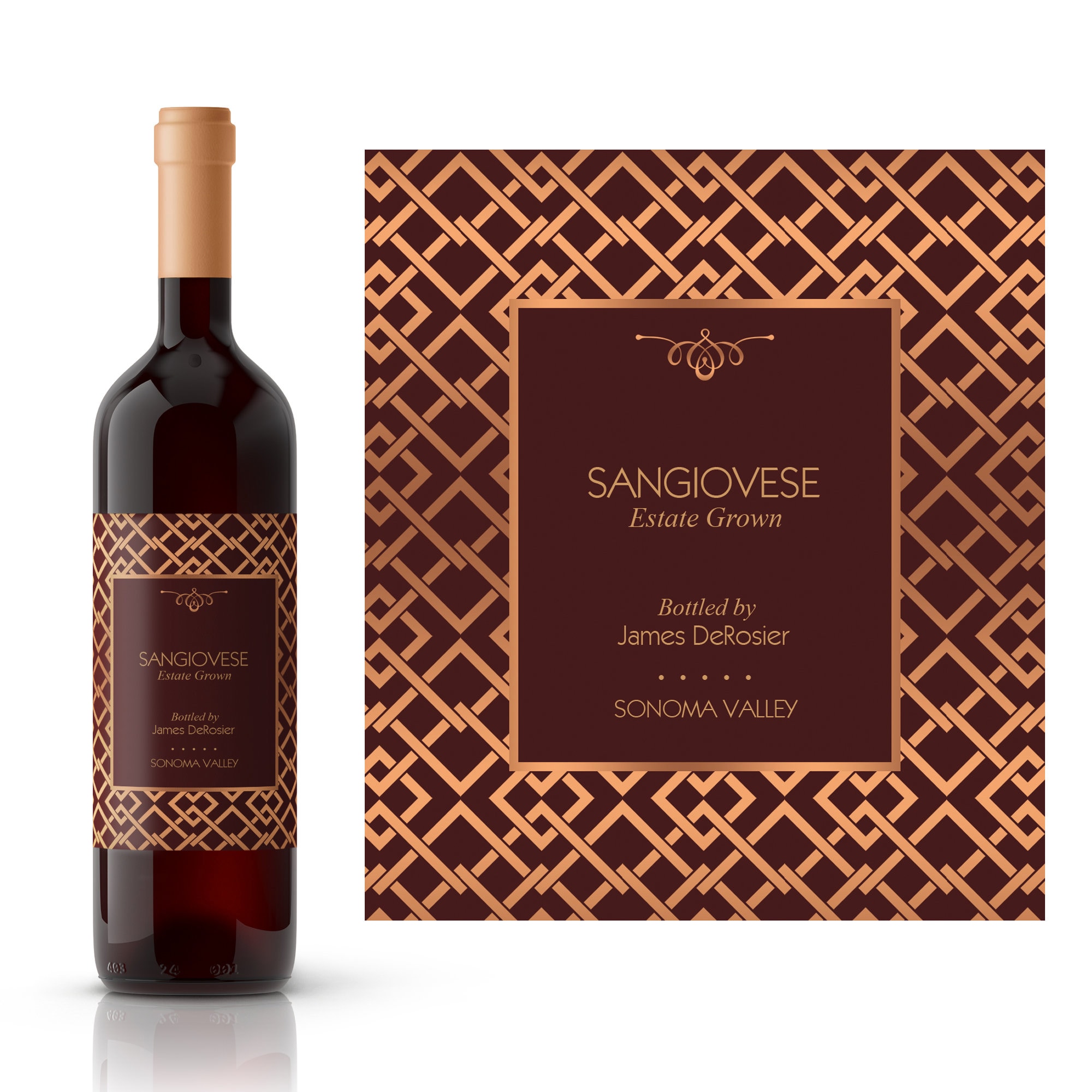 Rose Gold Mesh Custom Wine Label | Wine-making Supplies | Homemade Wine | Personalized Wine Label | Wine Gift Label | Party Favor