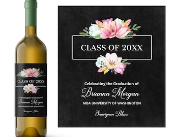 Graduation Bouquet Personalized Wine Label | Graduation Party Favor | Graduation Celebration Gift | High School Grad | College Graduation