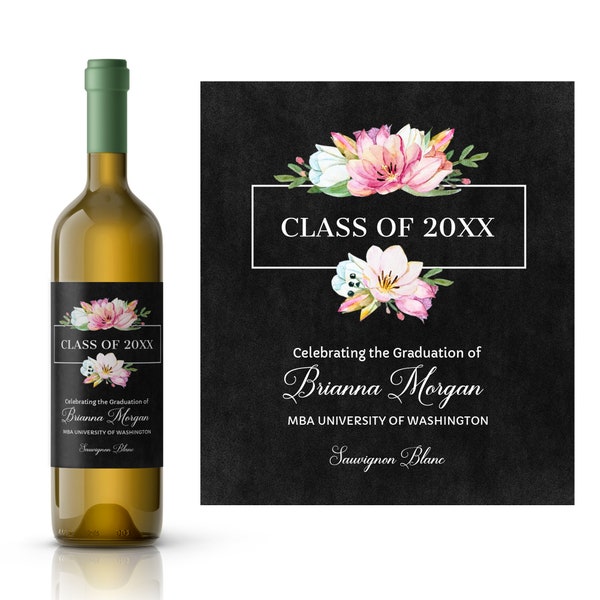 Graduation Bouquet Personalized Wine Label | Graduation Party Favor | Graduation Celebration Gift | High School Grad | College Graduation