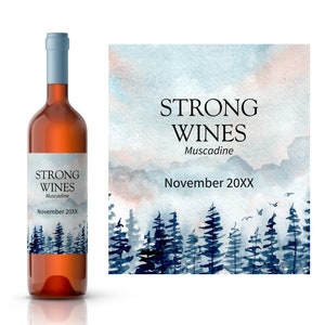 Watercolor Forest Wine Label | Wine-making Supplies | Homemade Wine