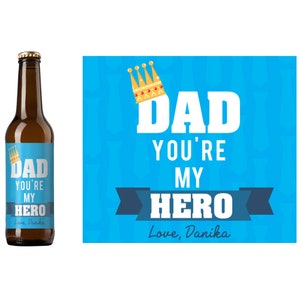 Father&#39;s Day Hero Beer Label | Custom Father&#39;s Day Gift Beer Label | Home Brew Beer Label | Personalized Father&#39;s Day Beer Label