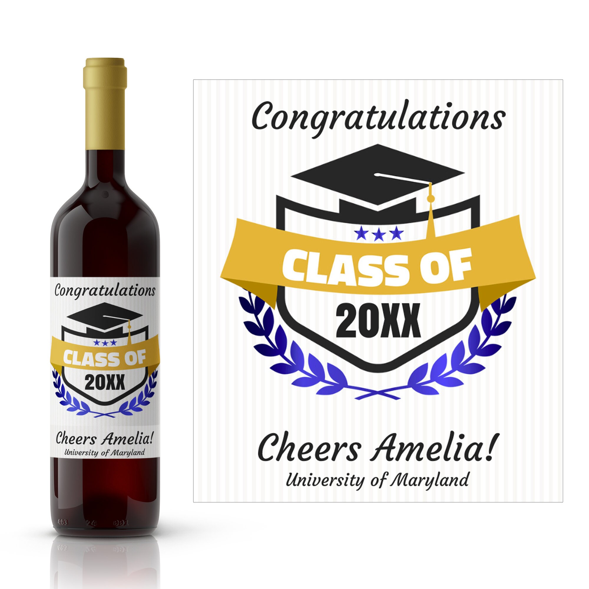 Modern Graduation Wine Label | Personalized Graduation Wine Label | Graduation Cheers Custom Wine Label