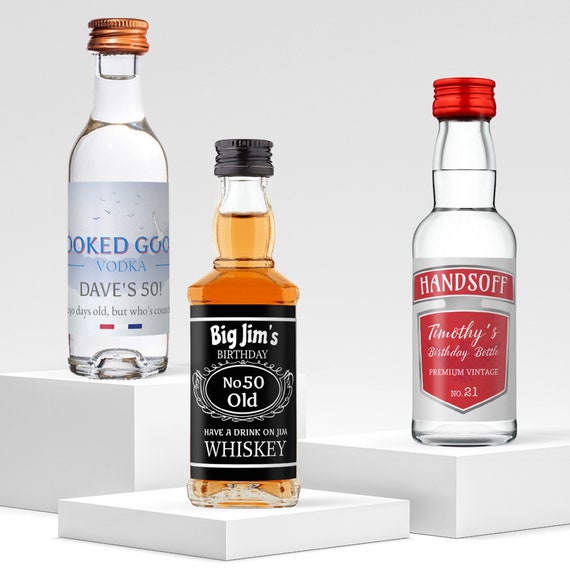 Black Label Mini Liquor Label for 50ml Whiskey | Birthday Mini Liquor Label for Man | Milestone Party Favor | 50 ml Liquor Bottle Labels