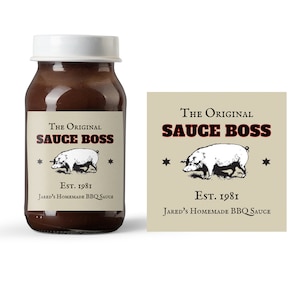 Sauce Boss BBQ Bottle Label | BBQ Sauce Labels | Gift for Dad | Homemade BBQ Sauce Bottle Label