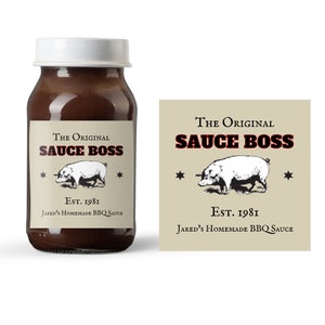 Sauce Boss BBQ Bottle Label | BBQ Sauce Labels | Gift for Dad | Homemade BBQ Sauce Bottle Label