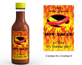 Hot Sauce Label | Make Your Own Hot Sauce Label | Gift for Dad | Homemade Hot Sauce Bottle Label | Smokin' Hot Sauce