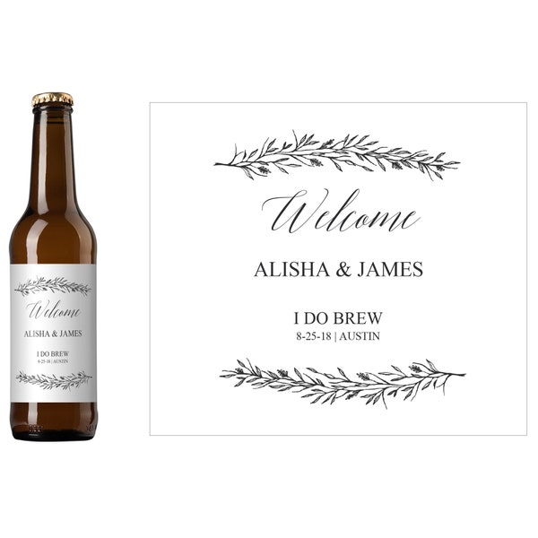 Branches Custom Wedding Beer Label | Wedding Beer Gift | Custom Beer Label | Homebrew Beer Label | Wedding Welcome Beer Label