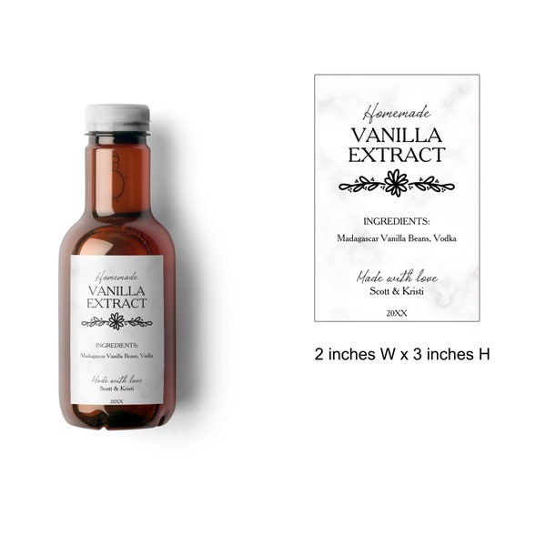 Homemade Vanilla Extract Food Label | Make Your Own Food Labels | Homemade Food Labels | Custom Vanilla Bean Extract Food Labels | Vanilla