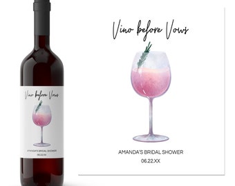 Vino and Vows Bridal Shower Wine Label | Vino before Vows | Bridal Shower Wine | Bridal Shower Wine Favor