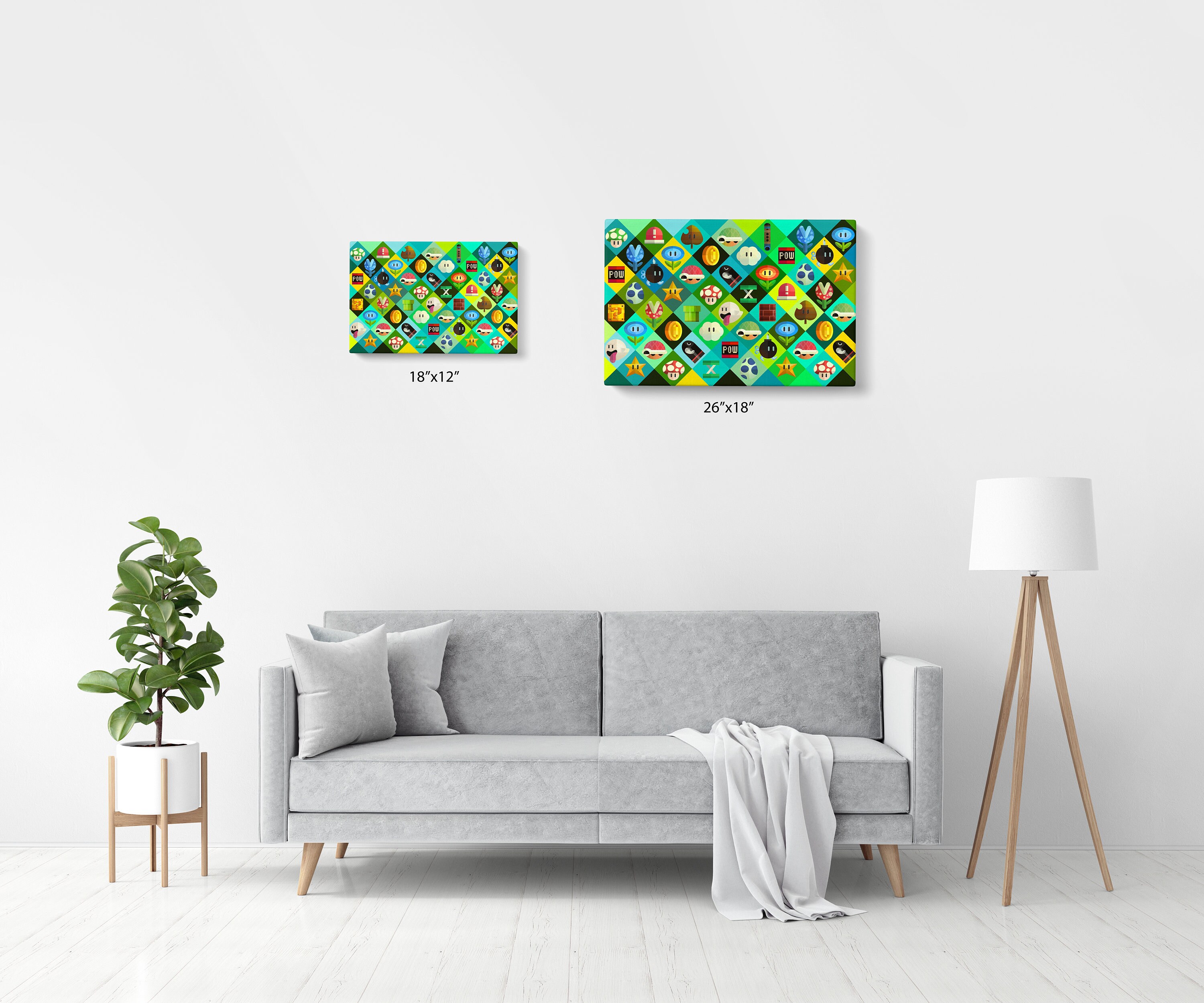 Game Room Canvas Wall Art | Super Mario Cast | Retro Game Artwork ...