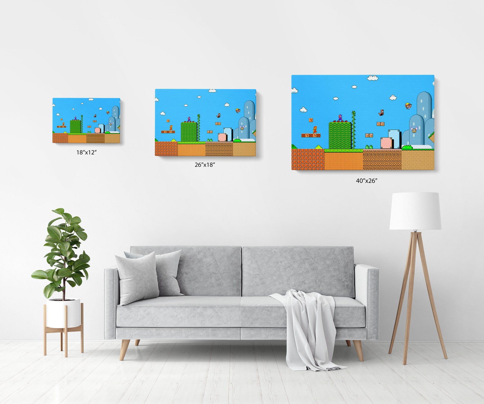 The History of Super Mario Canvas Wall Art Game Room Decor Etsy