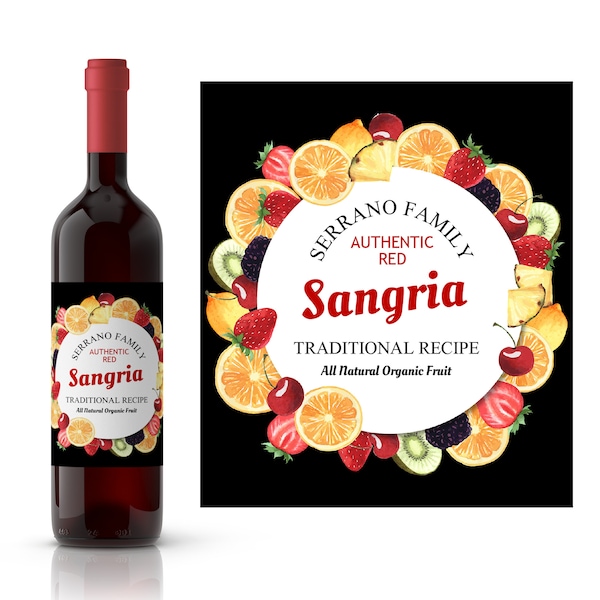 Authentic Sangria Wine Label | Wine-making Supplies | Fruit Wine Labels | Waterproof Labels