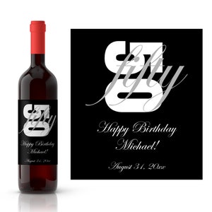 Bold Birthday 50th Birthday Wine Label | Fiftieth Birthday Idea | Birthday for Him Wine | Wine Lover Gift | Printed or Digital Download