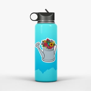 Annaffiatoio con fiori Adesivo / Annaffiatoio Adesivo per laptop / Decalcomania floreale per auto / Annaffiatoio Adesivo per bottiglia d&#39;acqua / Adesivo per cellulare
