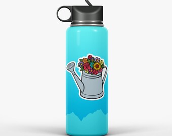 Watering Can With Flowers Sticker | Watering Can Laptop Sticker | Floral Car Decal | Watering Can Water Bottle Sticker | Cell Phone Sticker