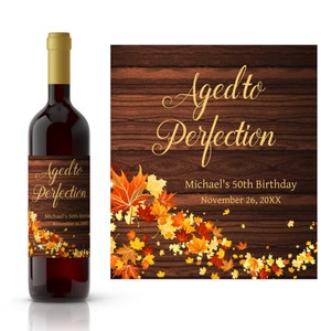 Aged to Perfection Birthday Wine Label | Birthday Party Favor