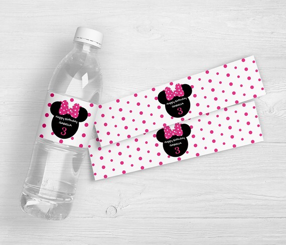 Mini Mouse Birthday Water Bottle Labels | Kids Birthday Party Labels | Personalized Water Bottle Labels | Water Bottle Stickers | Set of 10