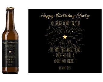 Over The Hill Not Under It Beer Label | Custom Birthday Beer Label | Milestone Birthday | Happy Birthday Beer Label