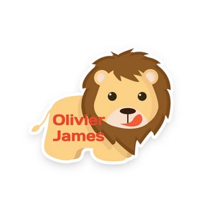Baby Lion Shaped Custom Name Labels | Daycare Name Labels | School Name Labels | Kids Water Bottle Labels | Waterproof Labels | Set of 20