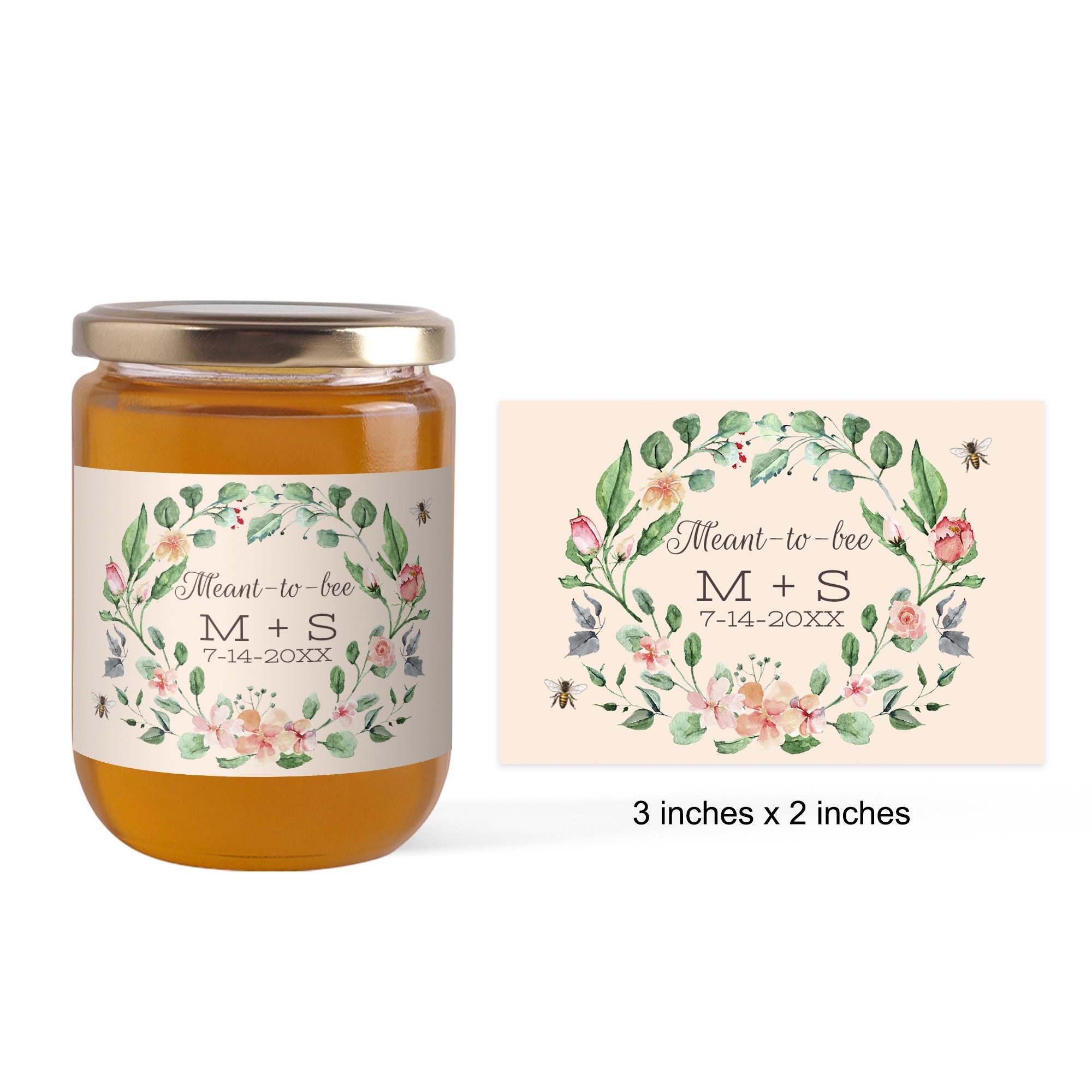 Meant to Bee Honey Jar Label | Wedding Honey Labels | Labels for Honey Jars | Make Your Own Food Labels | Wedding Favor Honey Label