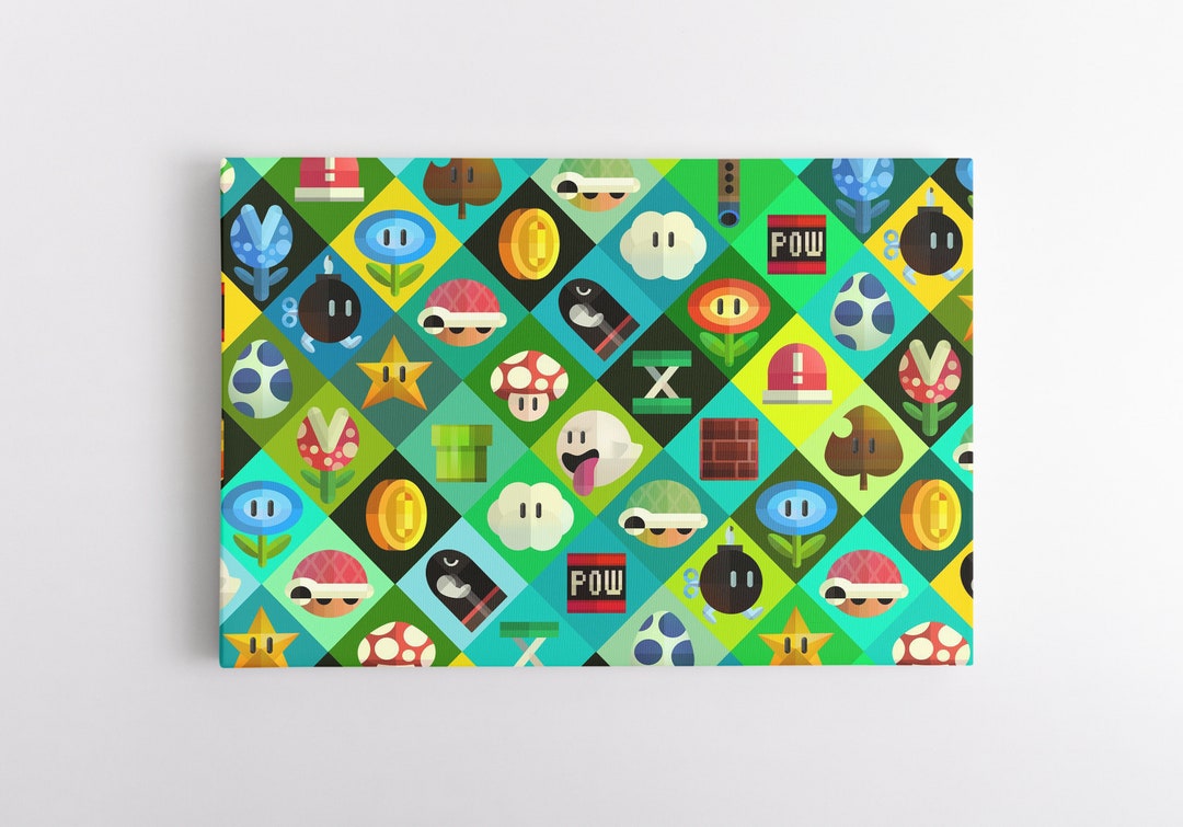Game Room Canvas Wall Art Super Mario Cast Retro Game Artwork Nintendo