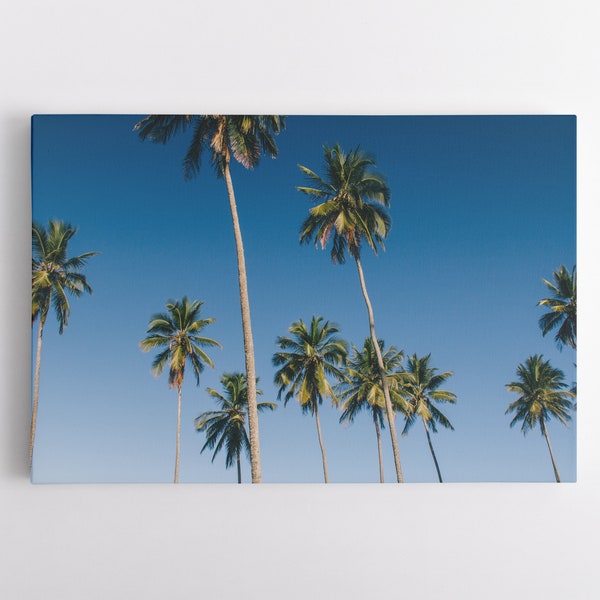 Palm Trees & Blue Sky Canvas Wall Art | Palm Tree Artwork | Wall Art for Living Room, Bedroom or Office | Ready to Hang