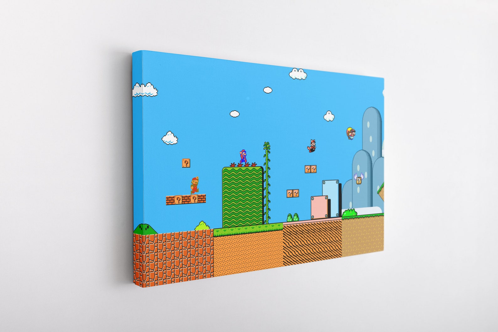 The History of Super Mario Canvas Wall Art Game Room Decor Etsy