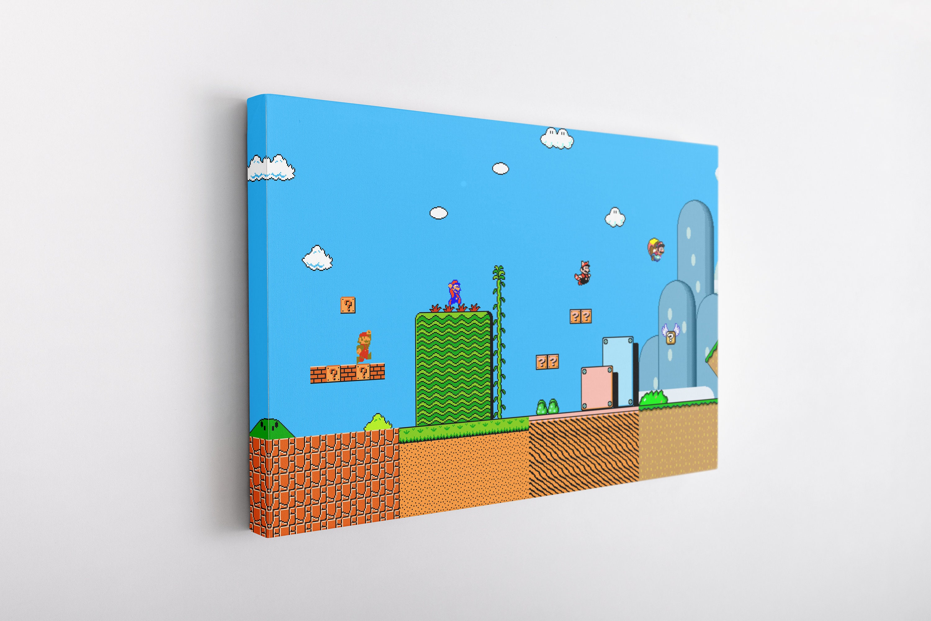 The History of Super Mario Canvas Wall Art Game Room Decor Etsy