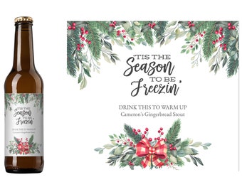 Christmas Season Holiday Beer Label | Personalized Holiday Beer Label Gift | Custom Christmas Beer Label | Holiday Homebrew Beer Label