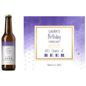 Birthday Forecast Beer Label | Custom Birthday Beer Label | Milestone Birthday | Happy Birthday Beer Label