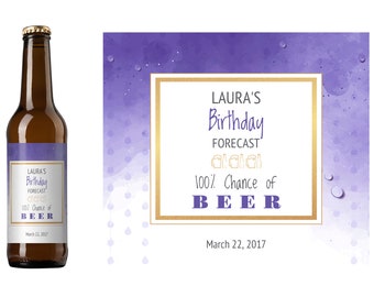 Birthday Forecast Beer Label | Custom Birthday Beer Label | Milestone Birthday | Happy Birthday Beer Label