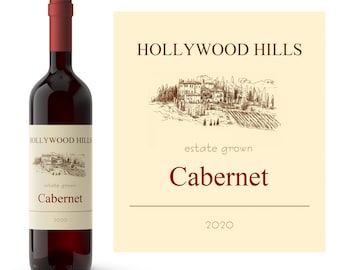 Cabernet Personalized Wine Label | Wine Making Supplies | Custom Wine Label | Home Made Wine | Family Wine Label | Private Cellar Wine Label