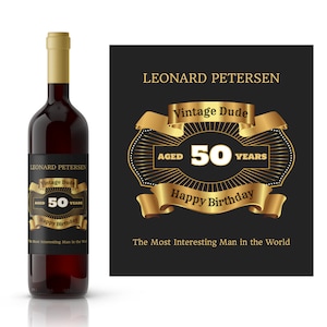 Vintage Geburtstag personalisierte Wein Label | 50. Geburtstag Geschenkidee | Benutzerdefinierte Geburtstag Wein Label | Wein-Liebhaber-Geschenk-Idee | Meilenstein Geburtstag