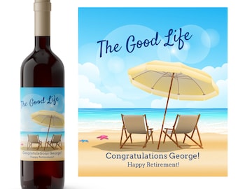 Étiquette de vin de retraite Good Life | Idée cadeau pour la retraite | Cadeau de retraite pour amateur de vin | Cadeau de retraite pour lui | Téléchargement imprimé ou numérique