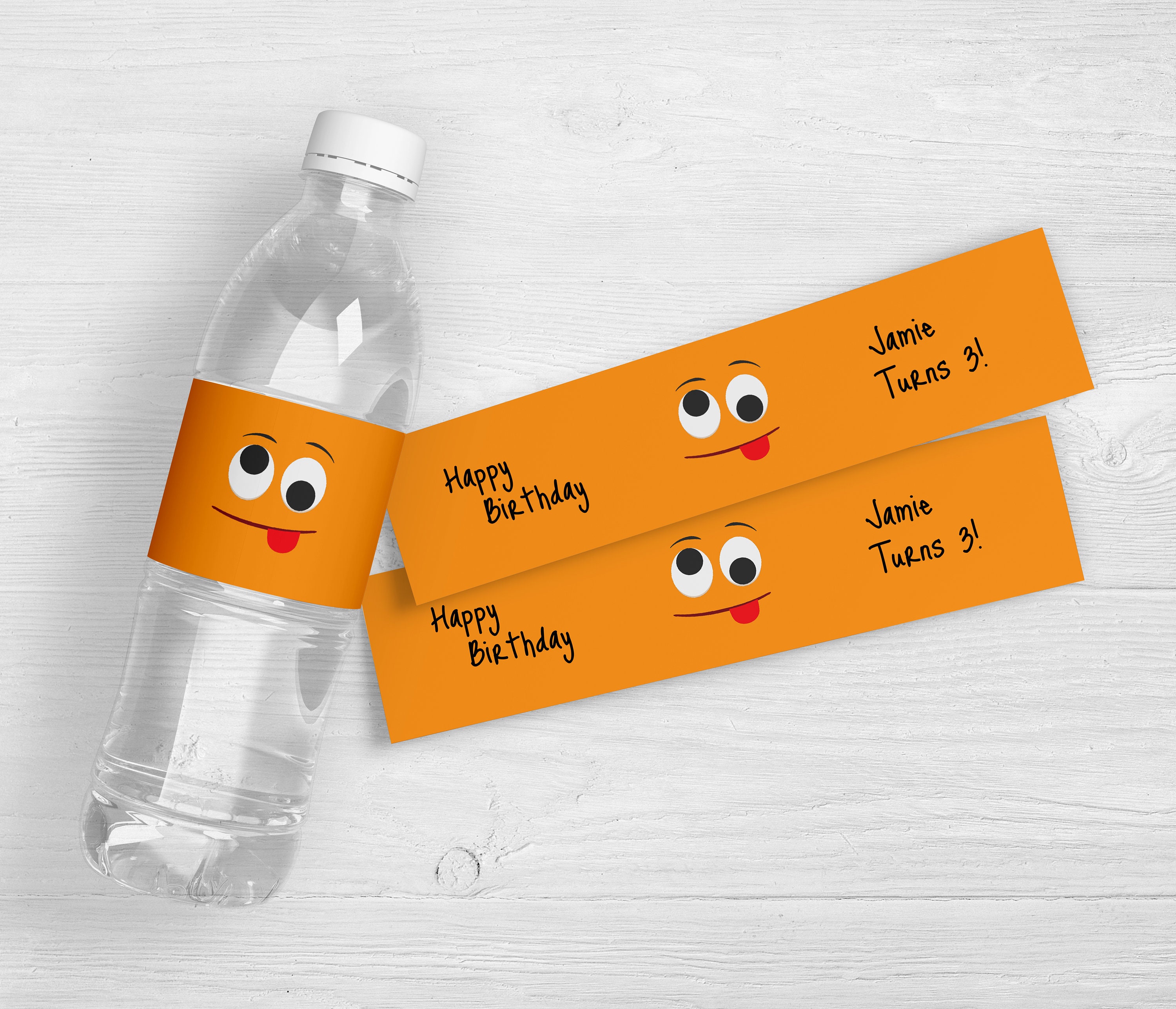 Funny Face Personalized Birthday Water Bottle Labels | Kids Birthday Labels | Custom Party Favors | Funny Custom Party Favors | Set of 10