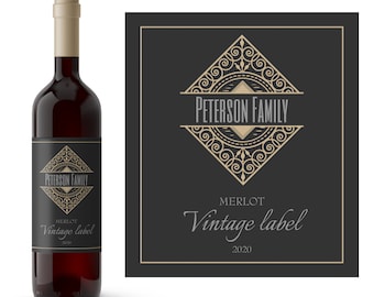 Vintage Personalized Wine Label | Wine Making Supplies | Custom Wine Label | Home Made Wine | Family Wine Label | Private Cellar Wine Label