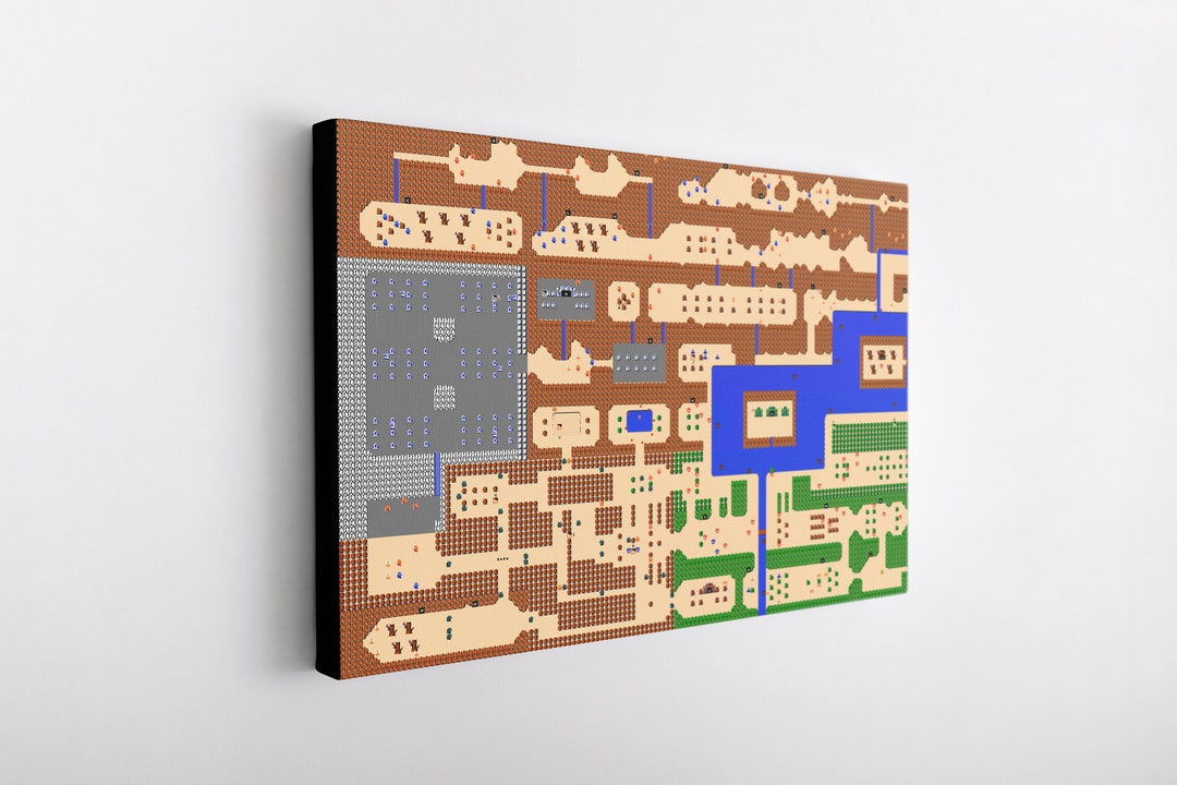 The Legend of Zelda Map Two Piece Canvas Wall Art Game Room Artwork