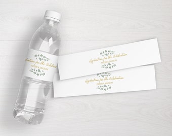 Hydration for the Celebration Water Bottle Labels | Wedding Water Bottle Labels | Greenery Frame Water Bottle Labels | Set of 10
