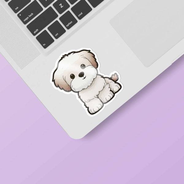 Cute Maltese Puppy Sticker | Maltese Dog Sticker | Maltese Dog Water Bottle Sticker | Maltese Laptop Sticker | Dog Car Decal | Malti-poo