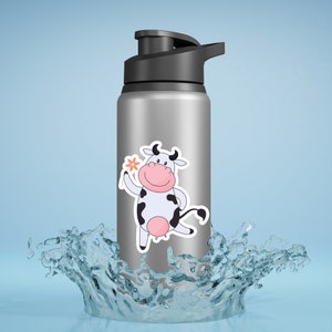 Cute Cartoon Cow Sticker | Cute Cow Car Decal | Cartoon Cow Laptop Sticker | Cute Cow Water Bottle Sticker | Cartoon Cow Phone Case Decal