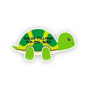 Turtle Shaped Name Labels | Daycare Name Labels | School Name Labels | Kids Water Bottle Labels | Waterproof Labels | SET OF 20